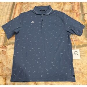 Radmor Mens Golf Performance Polo Shirt True Blue Moisture Wicking Large NWT